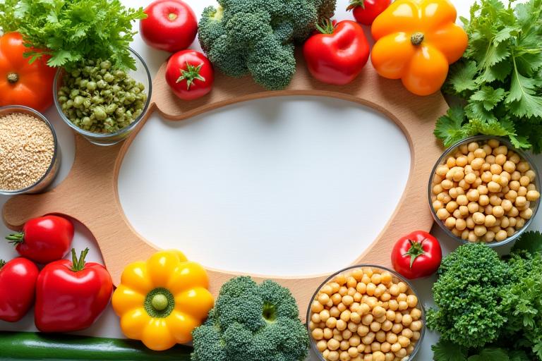 A vibrant and healthy meal prep scene with fresh produce and portioned containers, representing midlife nutrition guidance.