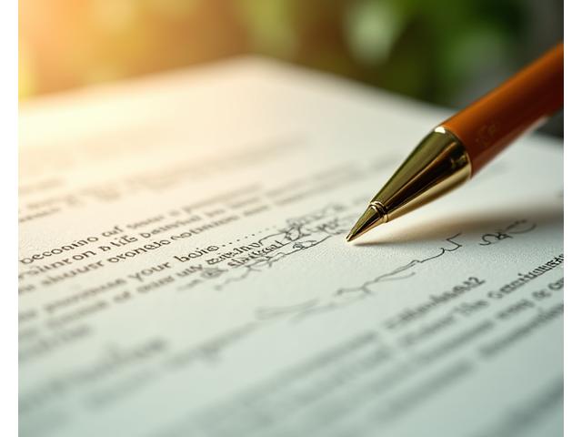 Stylized image depicting a signed legal document or contract, symbolizing agreement and acceptance of Grove Wisdom's terms and conditions.